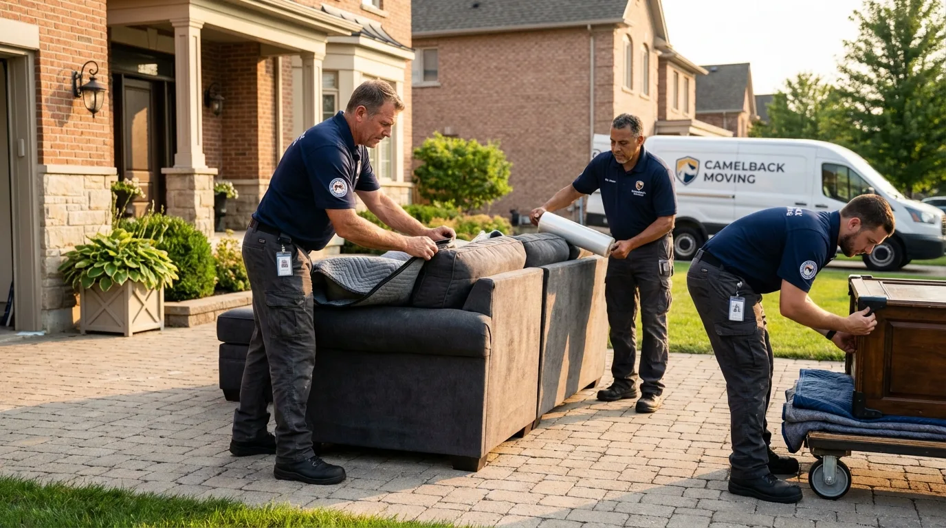 Large estate moving crew wrapping furniture in Barrington, NJ