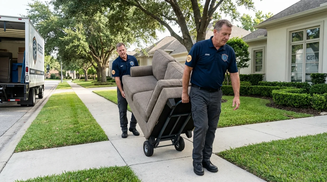 Local residential moving crew loading furniture in Barrington, NJ