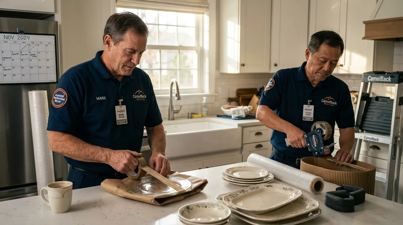 Professional crew packing kitchen dishware in Barrington, NJ